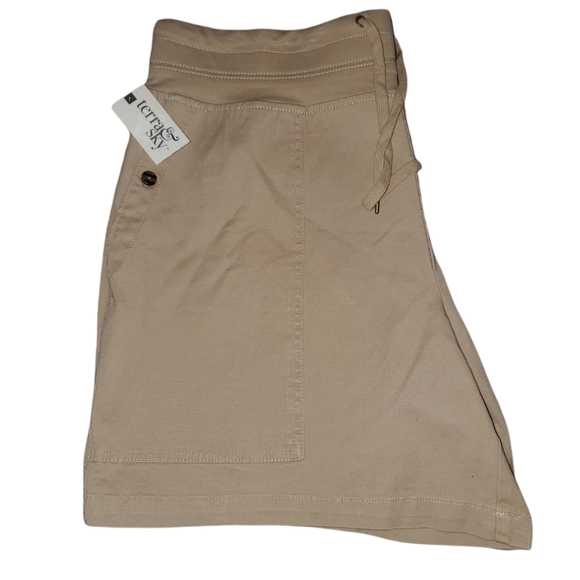 Terra & Sky NWT Women's Plus Size Utility Shorts Tan 656 - Picture 7 of 7